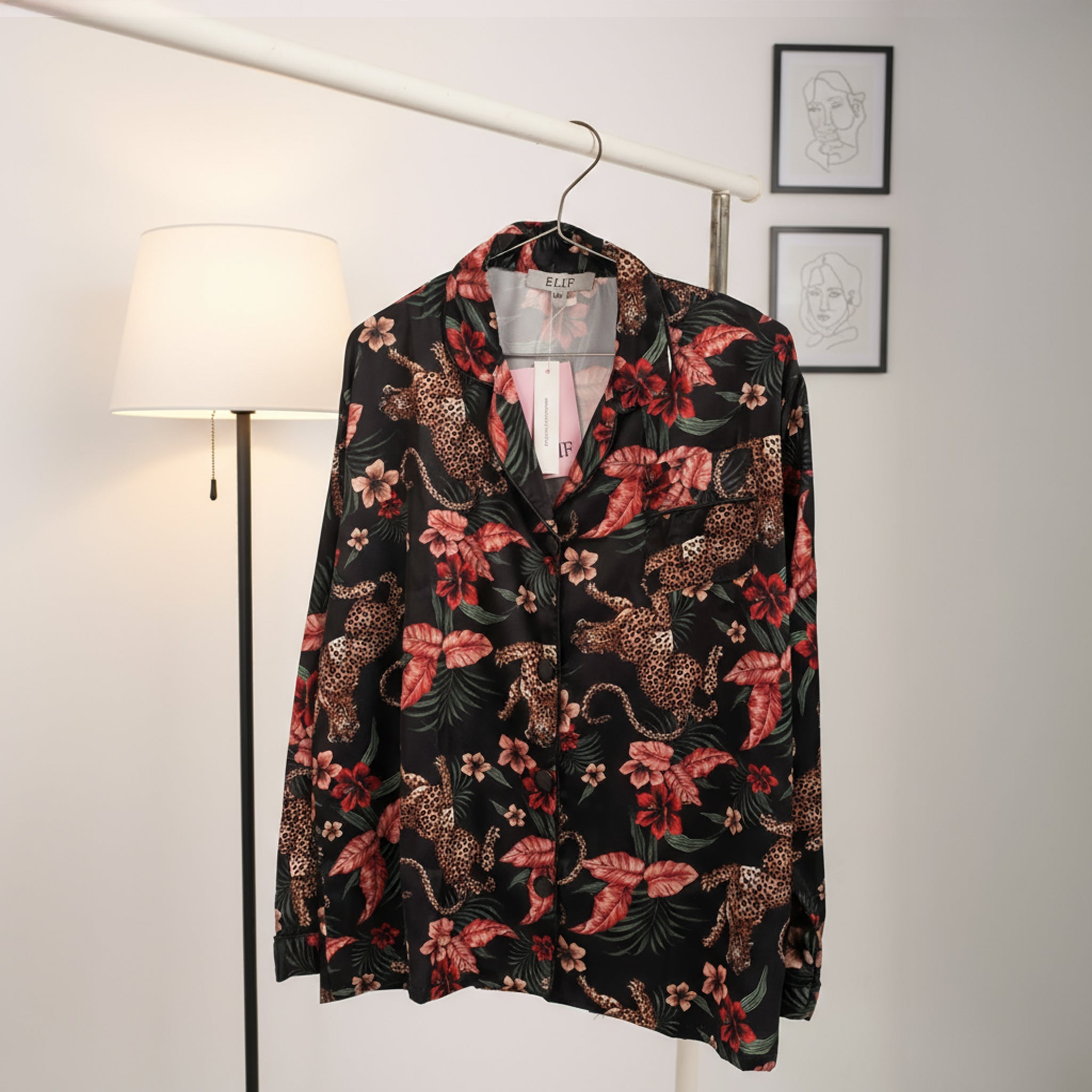 Midnight Leopard Bloom Elegance